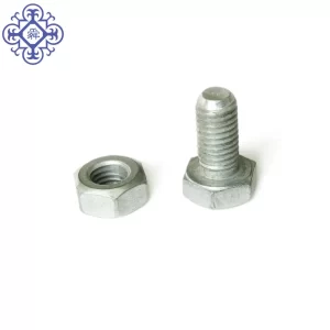 A nylon nut and White Zinc Hex Bolt DIN933 4.8 - High Strength Fastener on a white background.